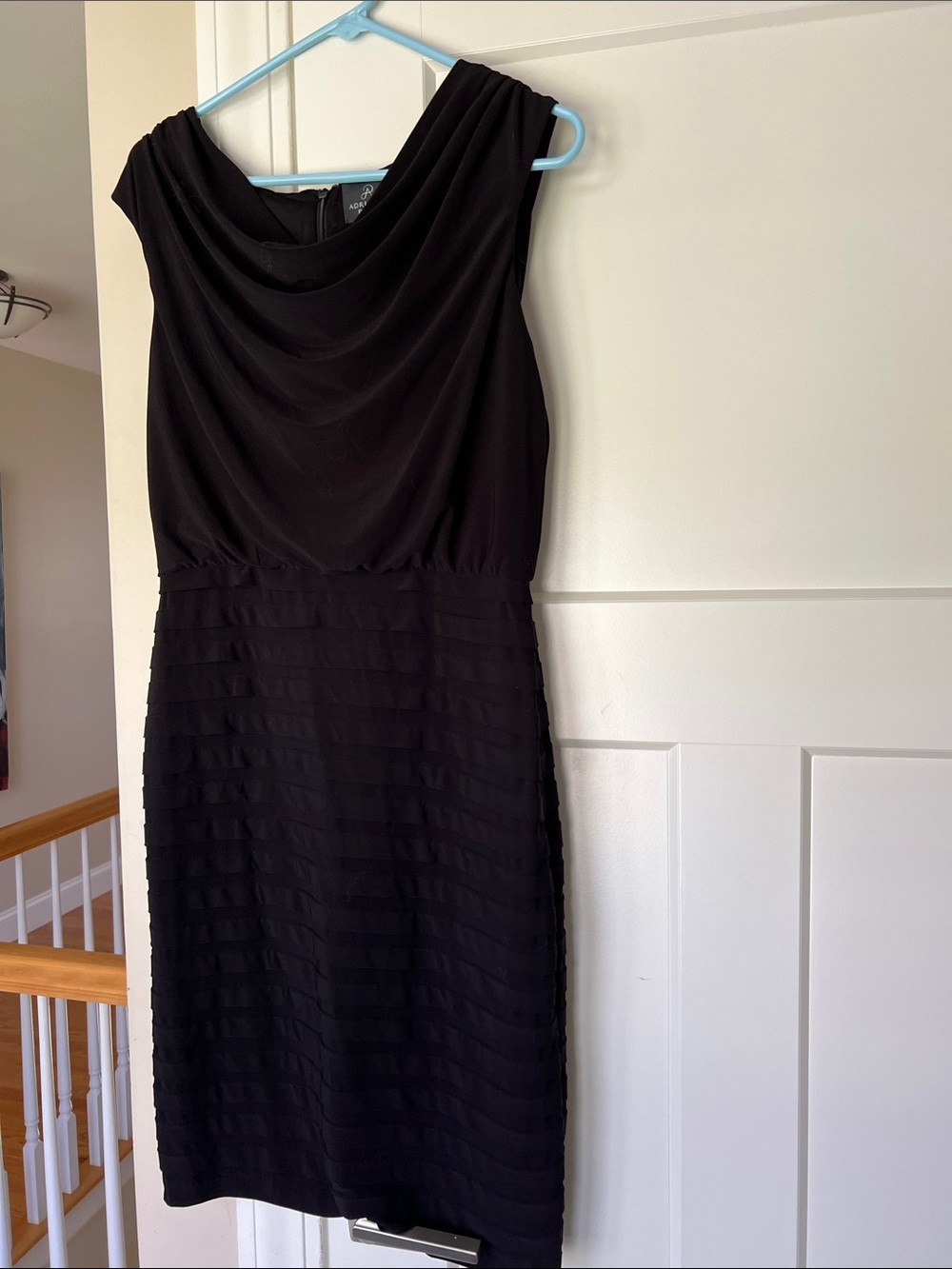 Adrianna Papell Black Cowl Neck Midi Dress